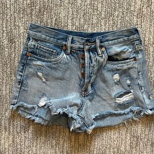 Blank NYC Light Blue Distressed Jean Shorts